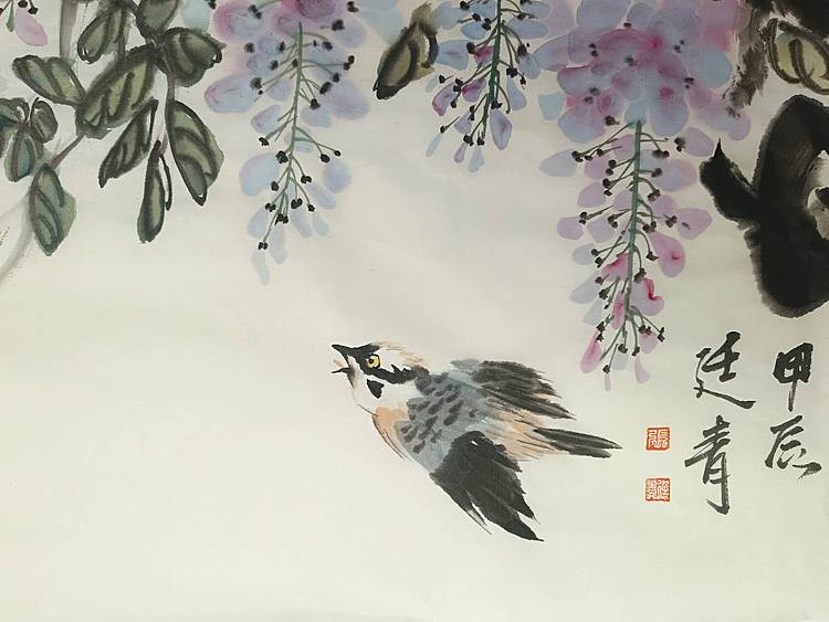 湖北美院国画系 教师，青年潜力   张廷青 《紫气东来》