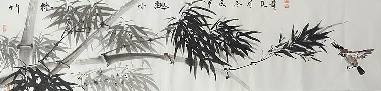 湖北美院国画系 教师，青年潜力   张廷青 《竹林归雀》