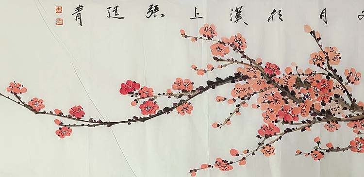 湖北美院国画系 教师，青年潜力   张廷青 《寒梅小雀》