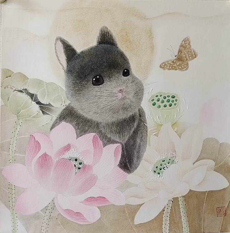 砚沐 小猫荷花
