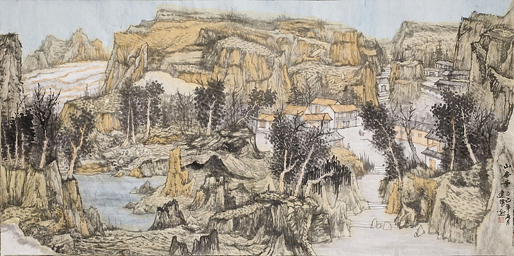 职业书画家 剑君 山居图