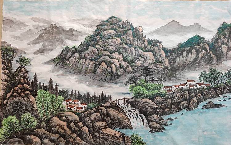 云海松涛 大幅山水 青峦碧水间