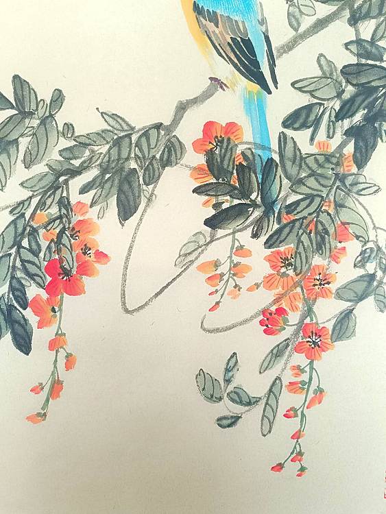 湖北美院国画系 教师，青年潜力 张廷青  《花开富贵》