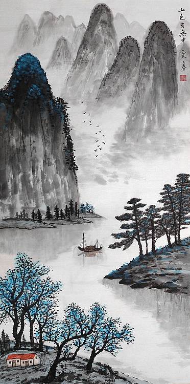 云海松涛 三尺国画 山色有无中