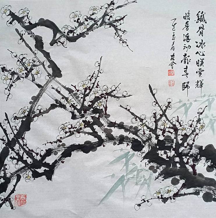 山东省美协会员 闫友会 白梅斗方