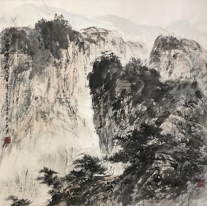 朱玉熙 山水斗方