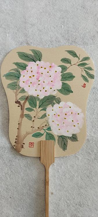 砚沐 扇子绣球花大吉大利