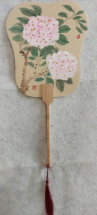 砚沐 扇子绣球花大吉大利