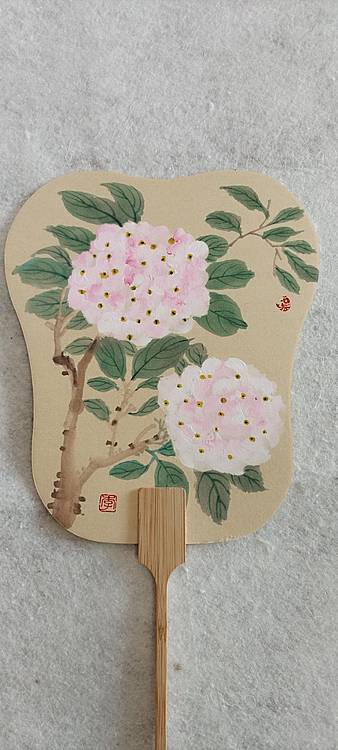 砚沐 扇子绣球花大吉大利