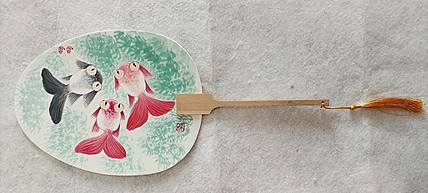 砚沐 金鱼满堂金鱼扇子