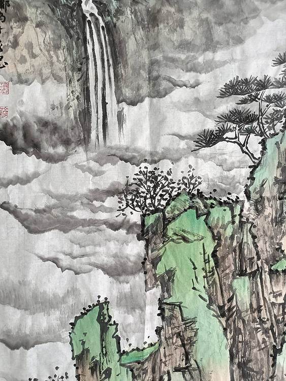 鄘南子 飞瀑图