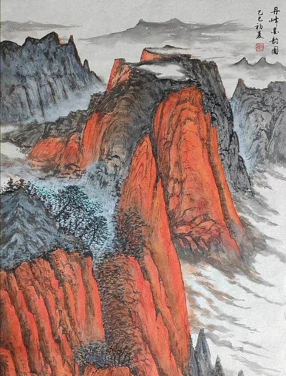 云海松涛 大幅国画丹峰墨韵图