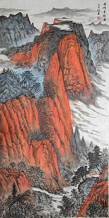 云海松涛 大幅国画丹峰墨韵图