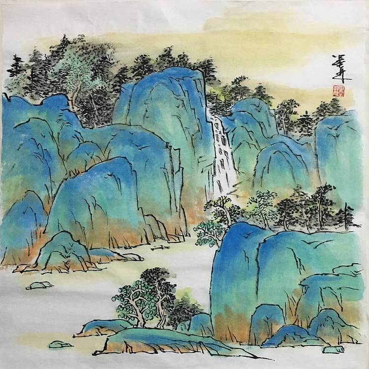 郭二林 三尺斗方四幅  中国电视大学老师