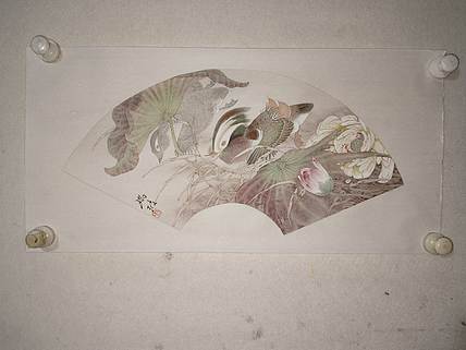 中国美协会员  马瑞波  工笔 荷花鸳鸯