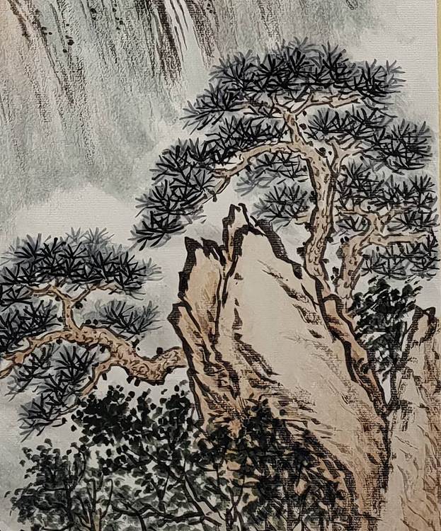 周植筠 春山云瀑