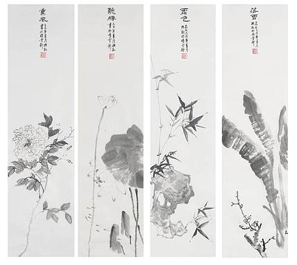 王兴凯 花鸟条屏4