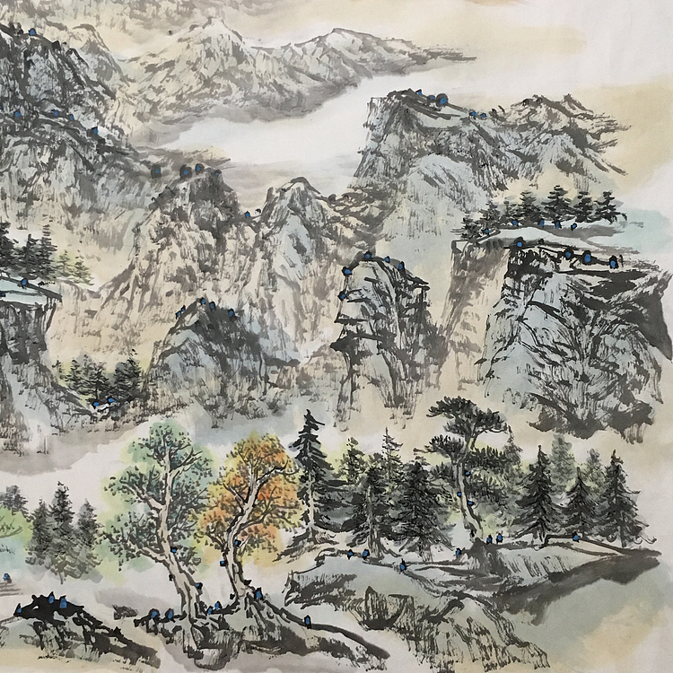 郭二林 四尺横幅 望断江南山色远 中国电视大学老师