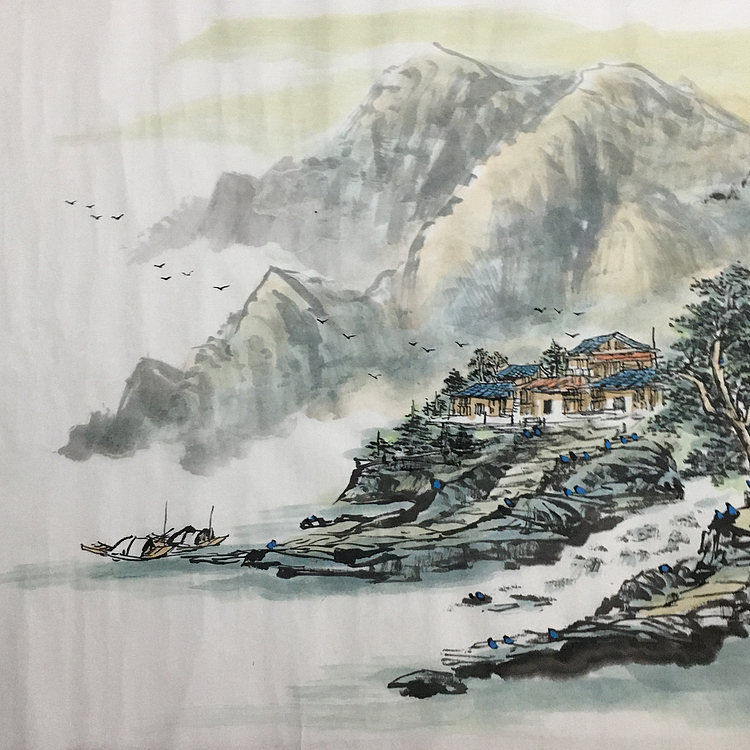 郭二林 四尺横幅 清山秋野 中国电视大学老师