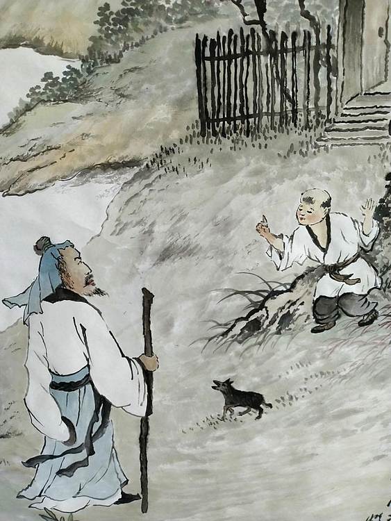 职业书画家 于恩沛 松下问童子唐人诗意图