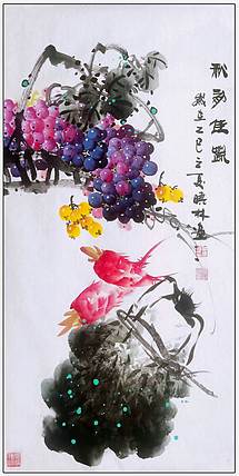 高晓林 （5201）国家一级美术师，江苏省美协会员《佳果飘香》