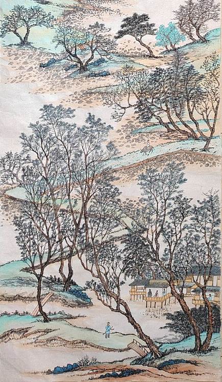 云海松涛 大幅国画 水村山郭酒旗风