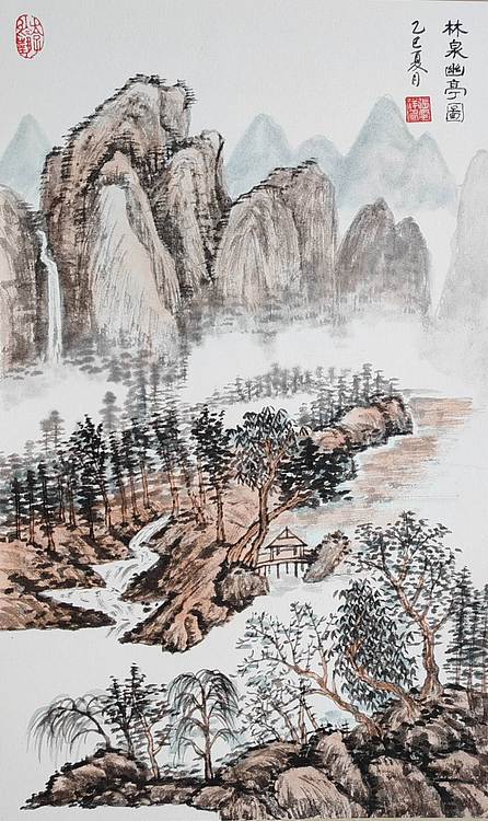 云海松涛 仿古山水四连幅