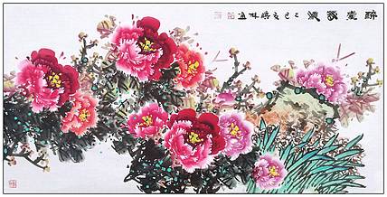 高晓林 （5212）国家一级美术师，江苏省美协会员《醉赏花浓》