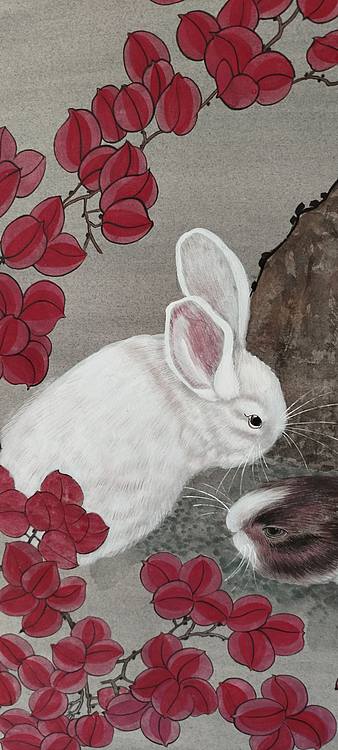 砚沐 双兔傍地走湖北美术学院艺术硕士李林作品