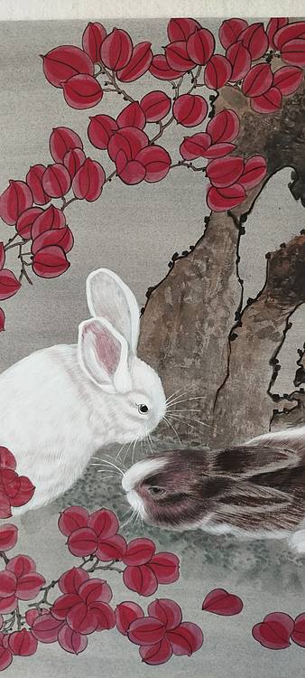 砚沐 双兔傍地走湖北美术学院艺术硕士李林作品