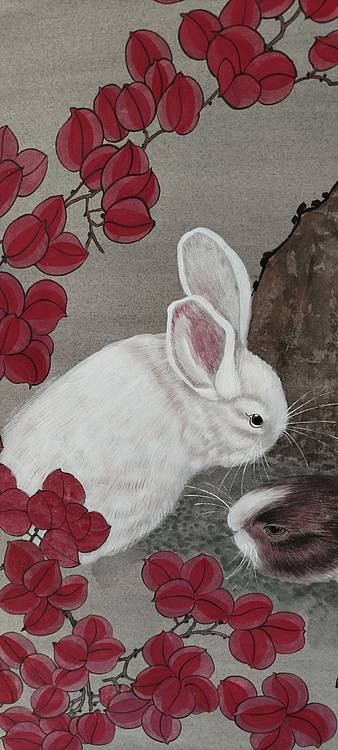 砚沐 双兔傍地走湖北美术学院艺术硕士李林作品