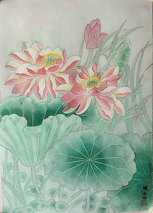 砚沐 清荷香远益清亭亭净植湖北美术学院艺术硕士李林作品