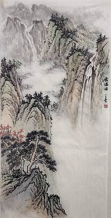 周植筠 飞瀑图