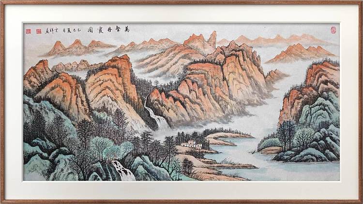 云海松涛 4尺山水万壑丹霞图