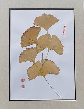 黄克 银杏枯葉粘贴画