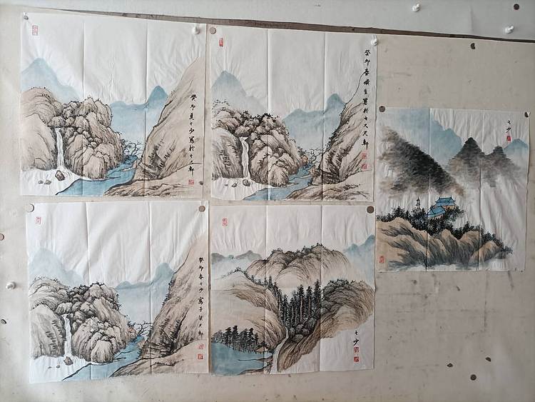 青年书画家 七汐 5幅山水小品打包