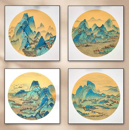 云海松涛 千里江山图小品四幅