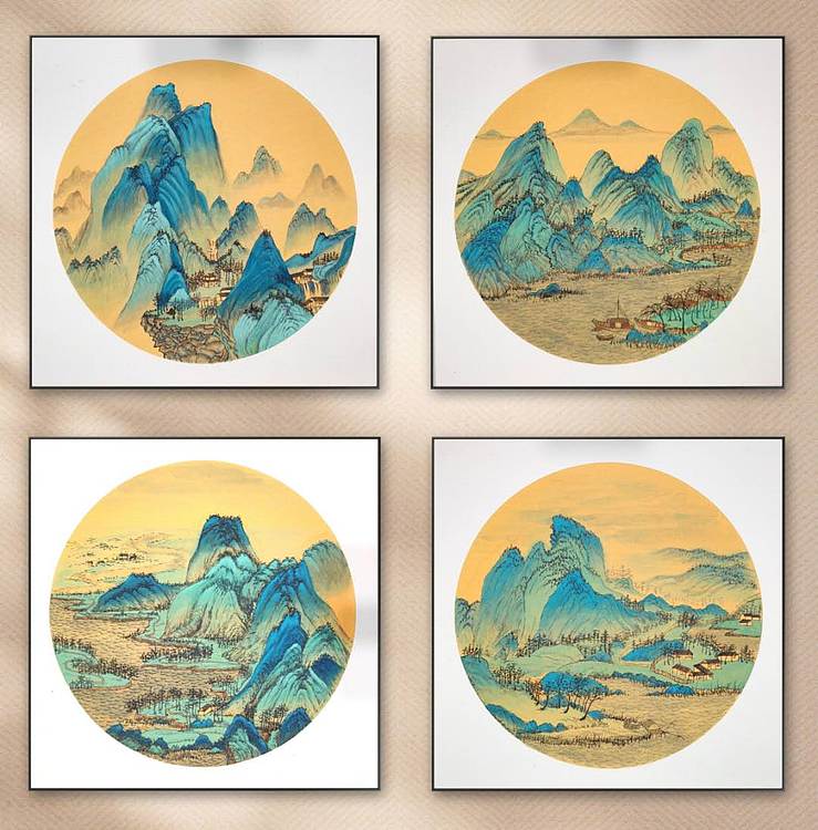云海松涛 千里江山图小品四幅
