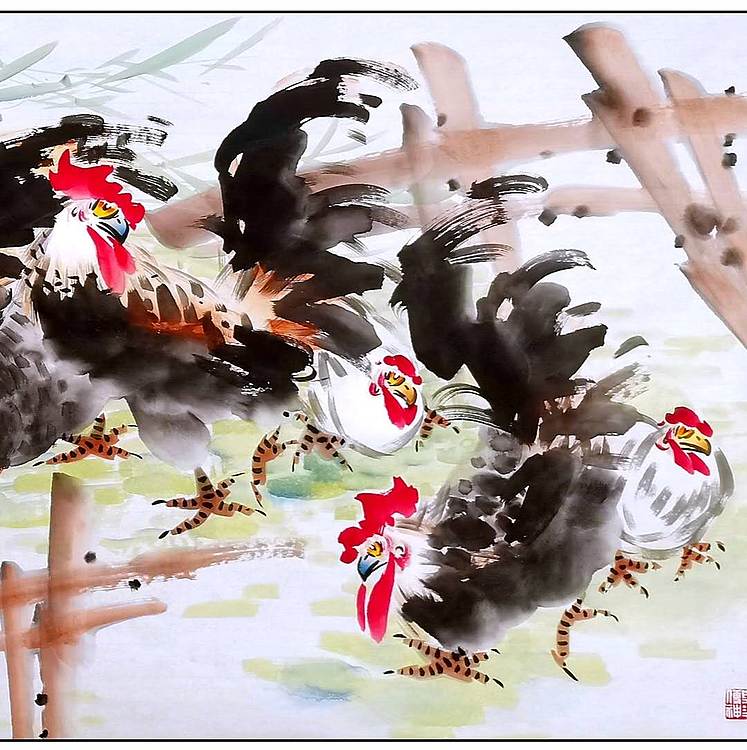 高晓林 (5239)江苏省美协会员,国家一级美术师《东篱春语叙天伦》