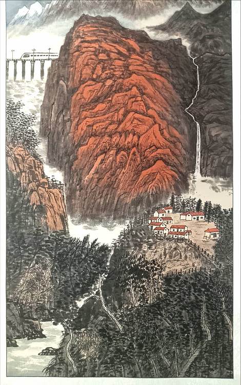 云海松涛 大幅彩墨山水 山河新章
