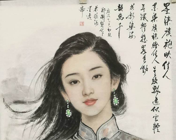 国家一级美术师 郑辉贤 墨染旗袍映佳人