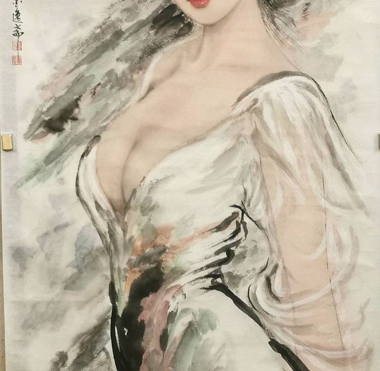 国家一级美术师 郑辉贤 水墨佳人图