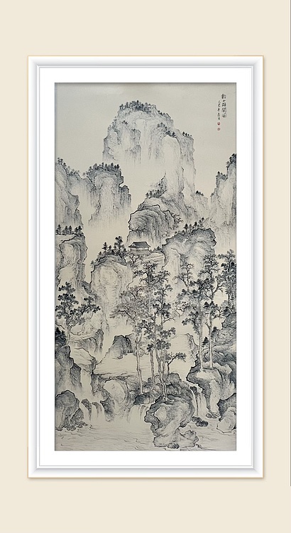 黄为好 溪山雄关图