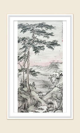 黄为好 拟郭熙双松平远图