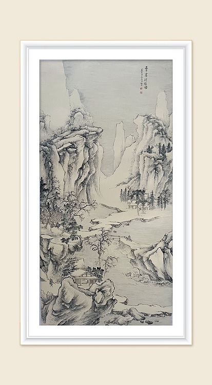 黄为好 雪霁行旅图