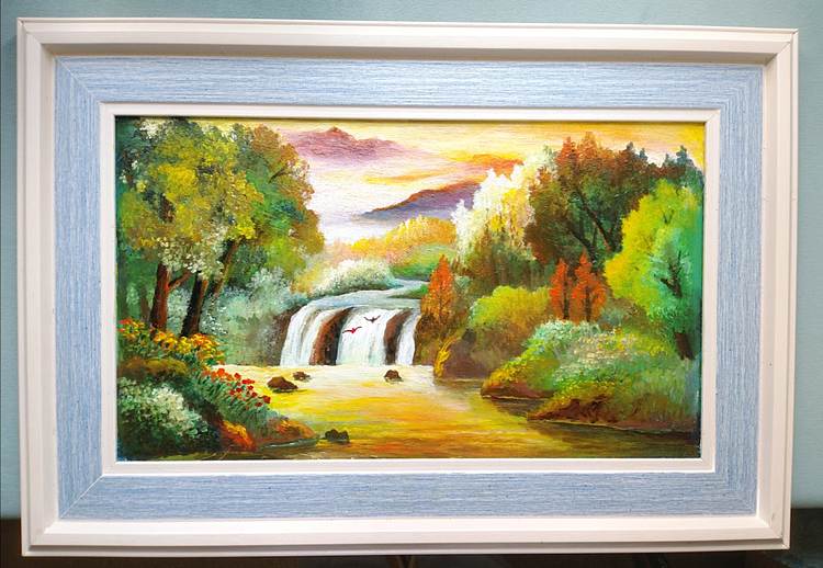 职业书画家 于恩沛 带框手绘丙烯画《秋意》
