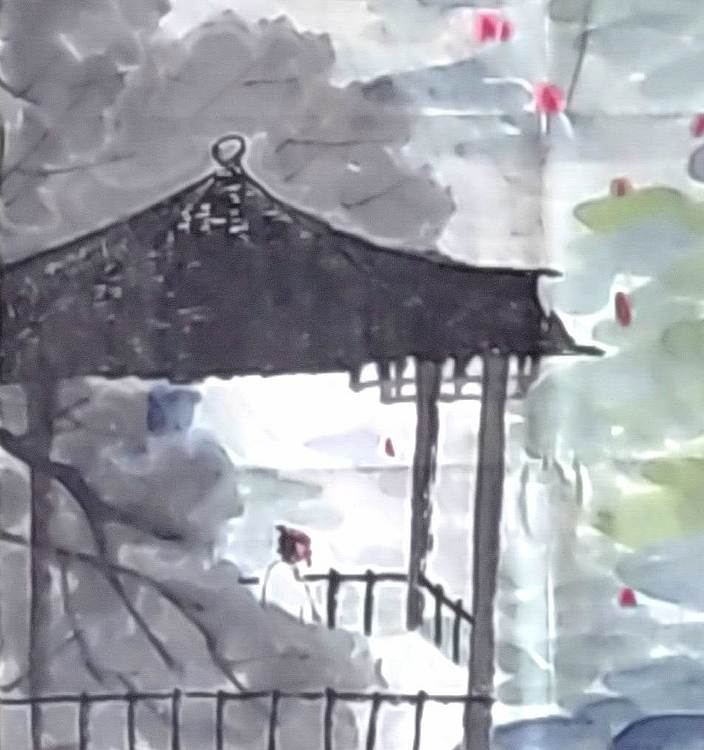 柴博森 《赏荷图》