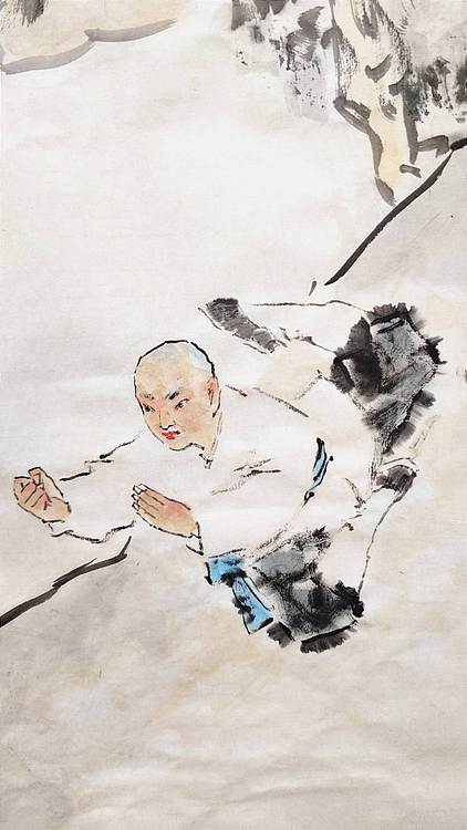 南山 中国美协会员周群、中国功夫系列《地趟拳》