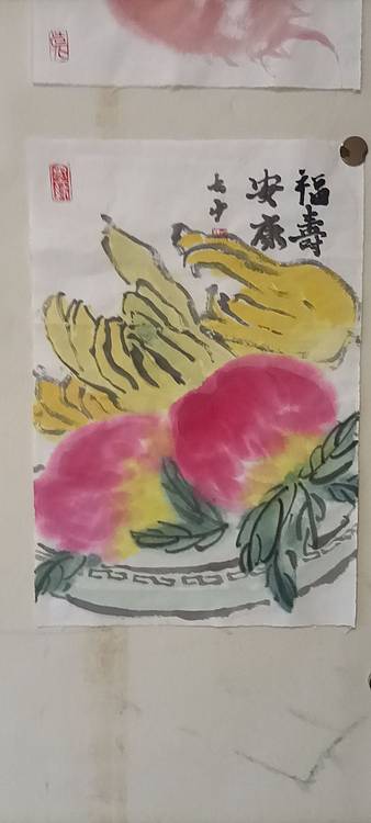 青年书画家 七汐 福寿图