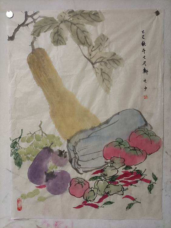 青年书画家 七汐 蔬果图